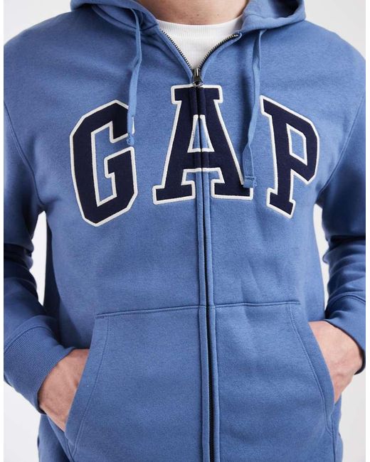 Gap Blue Logo Zip Through Hoodie for men
