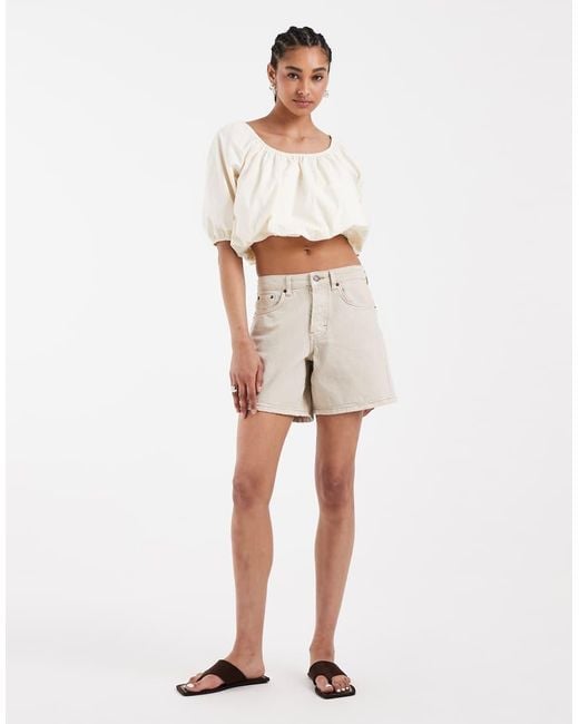 ASOS White Cropped Poplin Bubble Top