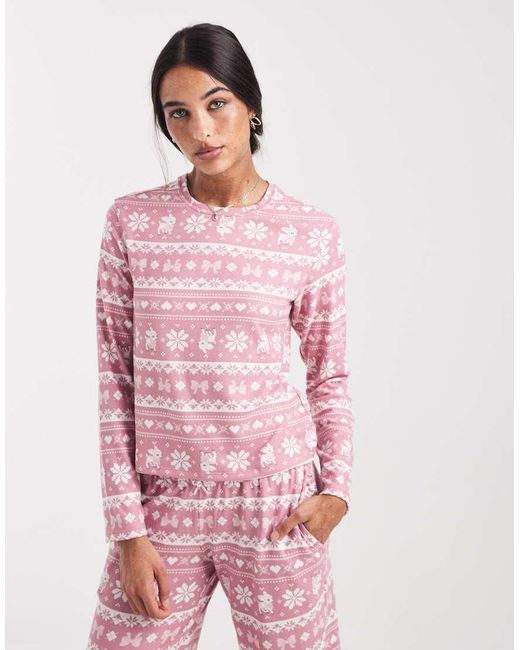 Hollister Pink Scoop Neck Long Sleeve Pyjama Top