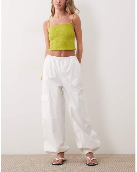 Mango White 100% Cotton Utility jogger