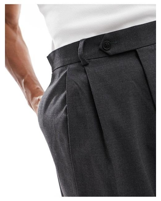 Pantaloni da abito a palloncino eleganti color antracite con pieghe frontali di ASOS in Black da Uomo