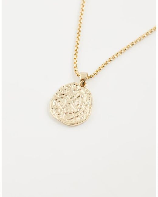 ASOS White Round Molten Pendant Necklace for men