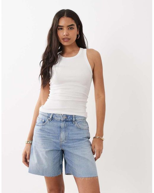 Mango Blue 100% Cotton Denim Bermuda Short