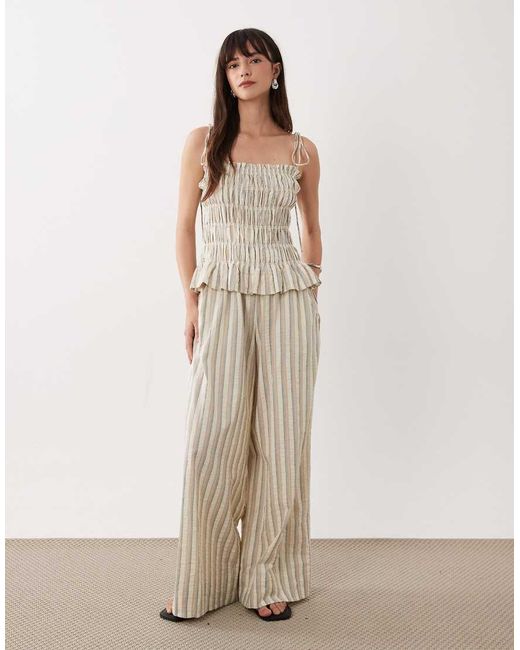 ASOS Natural Shirred Peplum Jumpsuit