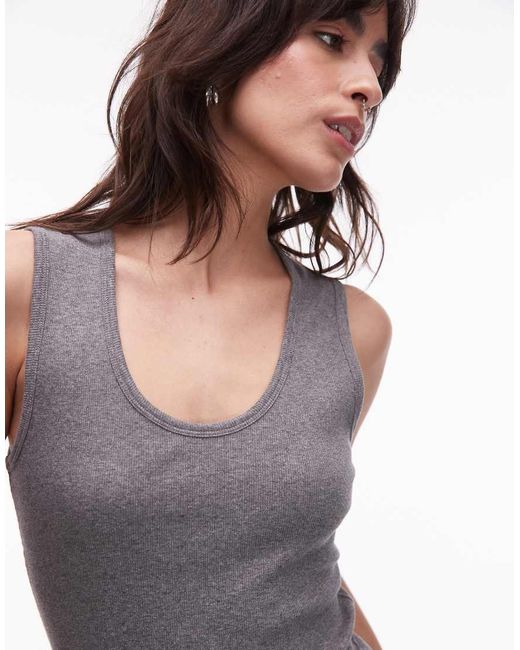 ARKET Multicolor Stretch Rib Jersey Fitted Singlet Top With Scoop Neck