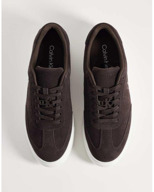 Calvin Klein Brown Jeans Suede Cupsole Trainers for men