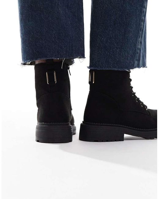 Botines Negros Con Cordones De New Look de color Blue