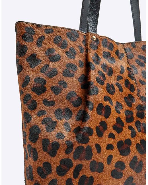 River Island Brown Leather Leopard Shopper Bag