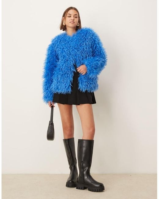 The Frolic Blue Exclusive Oversized Mongolian Faux Fur Jacket