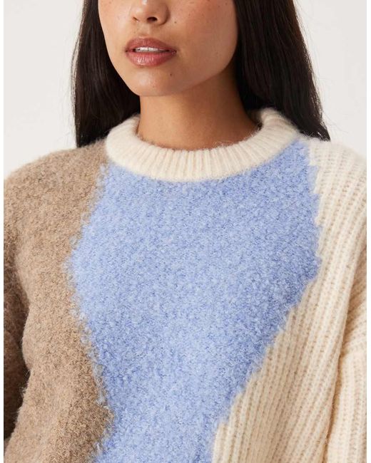 ASOS Natural Abstract Boucle Oversized Sweater