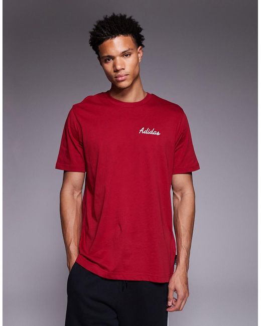 Adidas Originals Red Adidas Training T-Shirt With Bowling Graphic Back Print for men