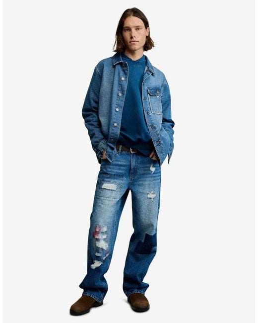 Desigual Blue Patched Jeans for men
