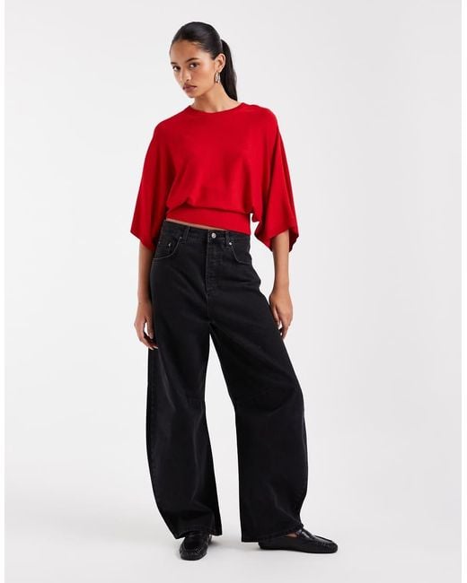 ASOS Red Batwing Waisted Top