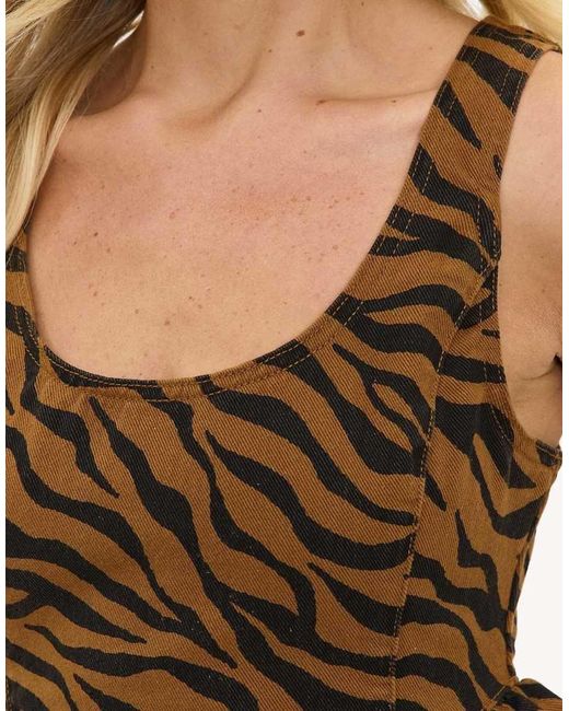 Loavies Brown Shimmering Devotion Zebra-Print Top