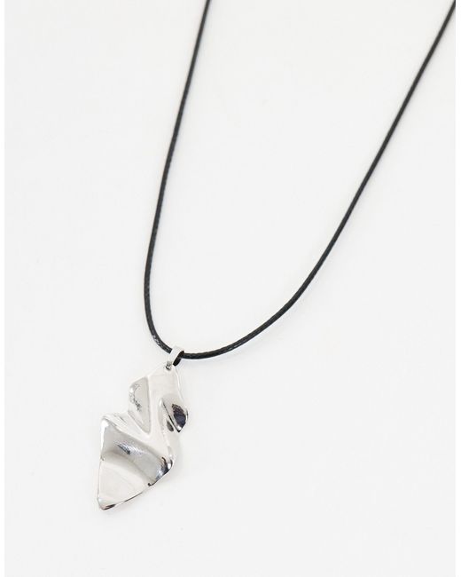 ASOS Natural Necklace With Molten Pendant And Cord Detail