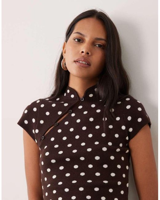 Miss Selfridge Black Knit Mandarin Collar Top