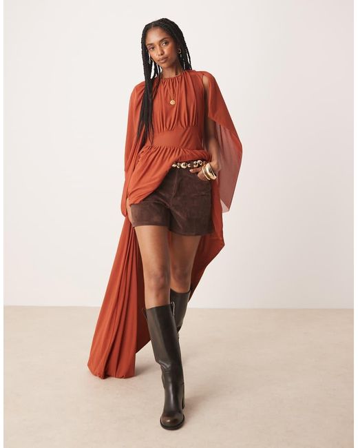 Free People Orange Tippi Faux Suede Shorts