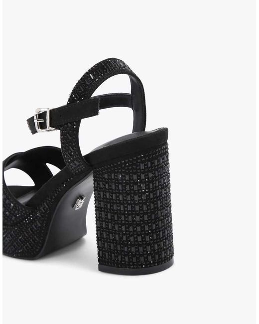 KG by Kurt Geiger Black Fleur Platform Heeled Sandals