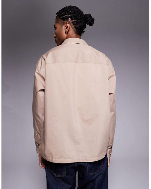 ASOS – oversize-schlupfhemd aus popeline in Gray für Herren