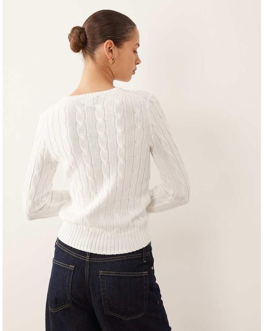 Polo Ralph Lauren Natural Julianna Icon Logo Cotton Cable Knit Jumper