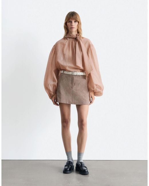 & Other Stories Brown Wool Mini Skirt