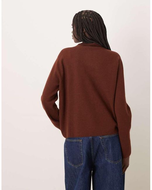 Mango Brown High Neck Jumper