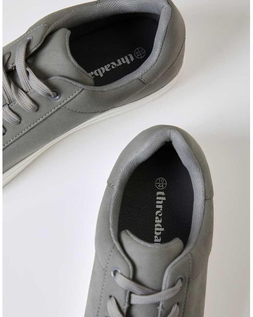Threadbare Gray Faux Suede Court Trainers for men
