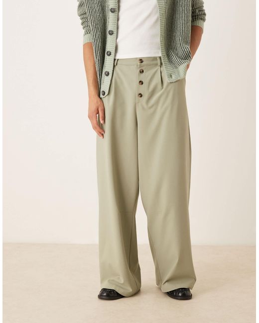 Pantalon ample à rayures fines - sauge ASOS pour homme en coloris Natural