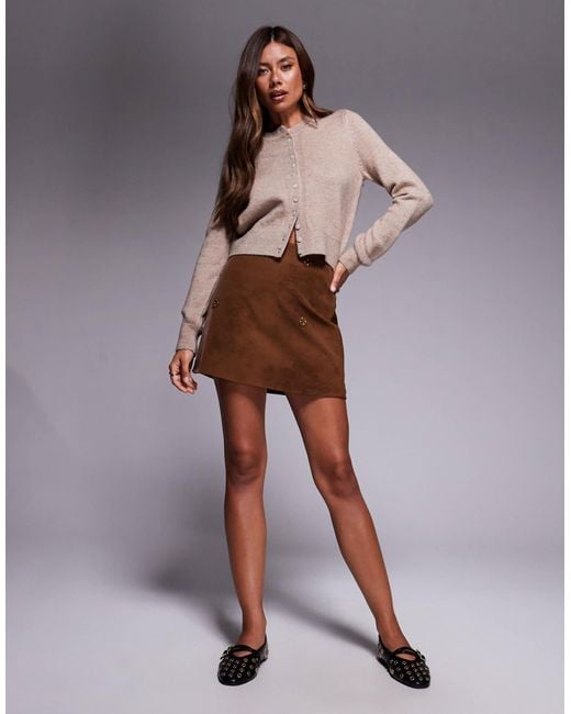 ASOS Brown – kurzer wickelrock aus wildlederimitat