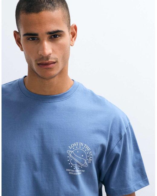 Threadbare Blue Stars Back Print Oversized T-shirt for men