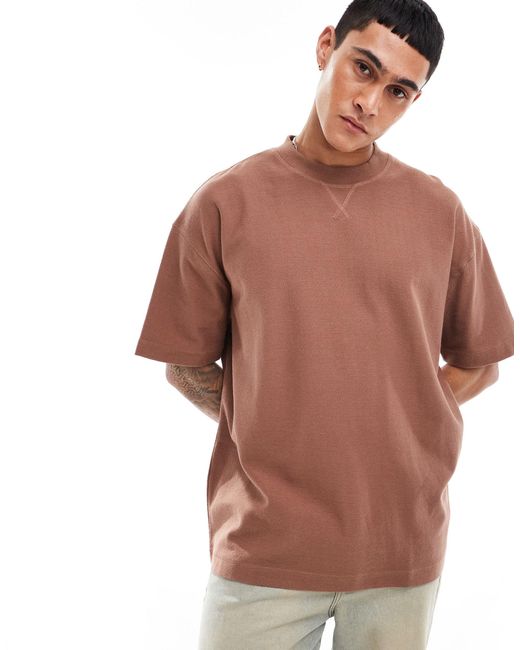 ASOS Brown Oversized Fit T-shirt With Rib Detailing for men