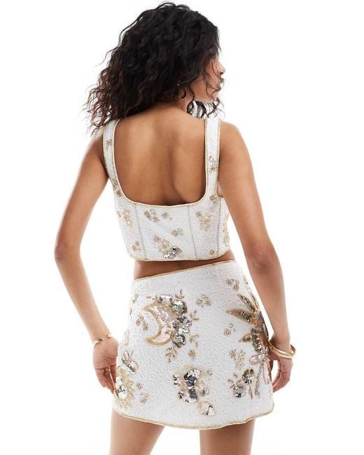 ASOS White Celestial Embellished Sequin Co-Ord Mini Skirt