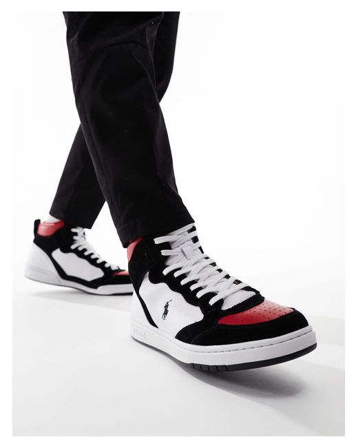 Masters court - sneakers alte bianche, nere e rosse di Polo Ralph Lauren in Black da Uomo