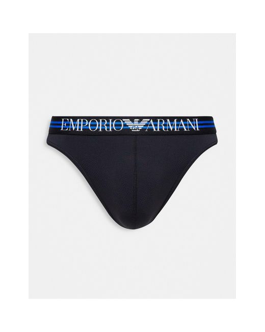 Emporio Armani Blue Microfibre Thong for men