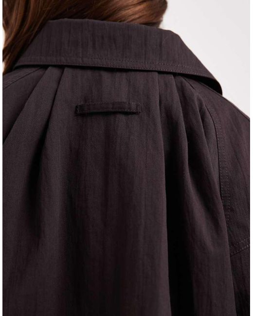 ASOS Black Asos Design Petite Short Trench Coat With Pleat Detail