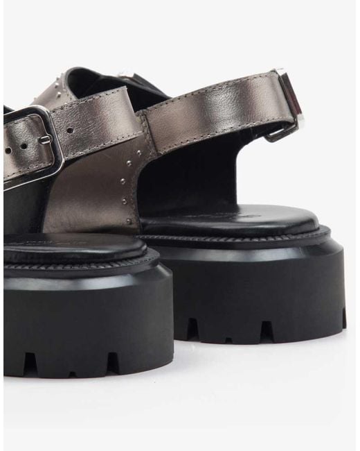 OFF THE HOOK Metallic Boston Triple Strap Leather Western Chunky Sandals