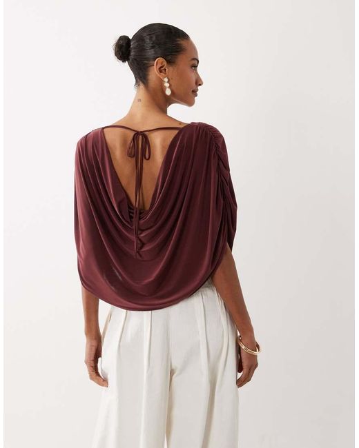 ASOS Red Draped Cowl Tie Back Top
