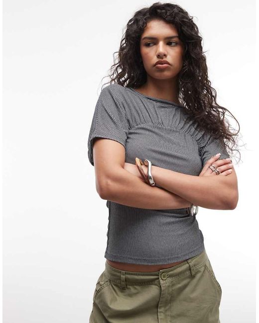 Reclaimed Vintage Gray Ruched Jersey Top