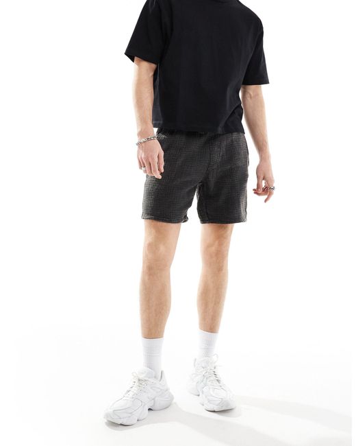 Pantalones cortos gris lavado sin cierres Only & Sons de hombre de color Black