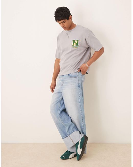 ASOS – kastiges oversize-t-shirt in Gray für Herren