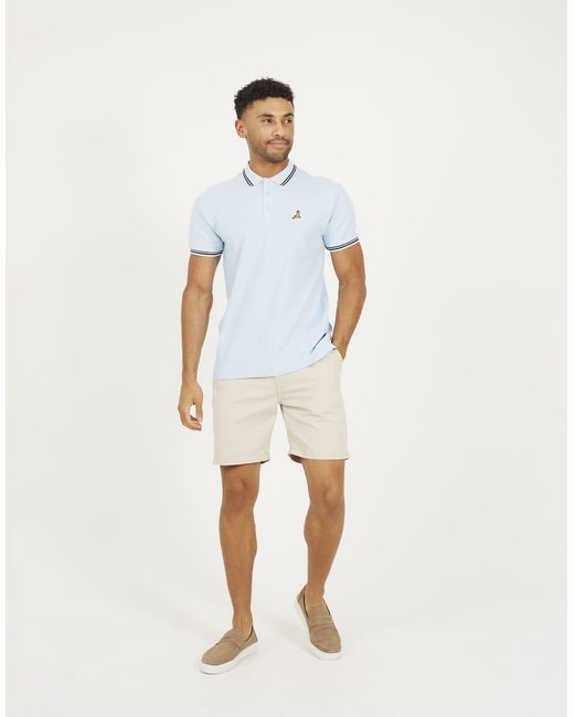 Brave Soul White Cotton Polo Shirt With Contrast Colour Stripe for men