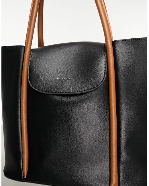 Claudia Canova Large Tote Bag With Contrast Piping in Black Lyst