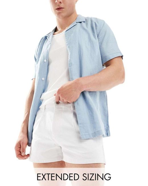 ASOS Blue Pleated Shorter Length Denim Shorts for men