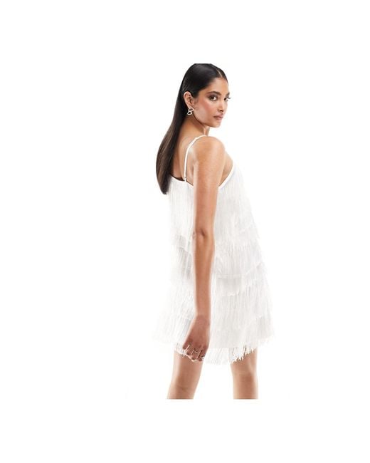 Y.A.S White Bridal Fringed Cami Mini Dress