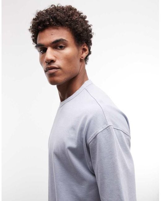 ASOS Blue Heavyweight Boxy Oversized T-shirt With Bubble Text Graphic for men