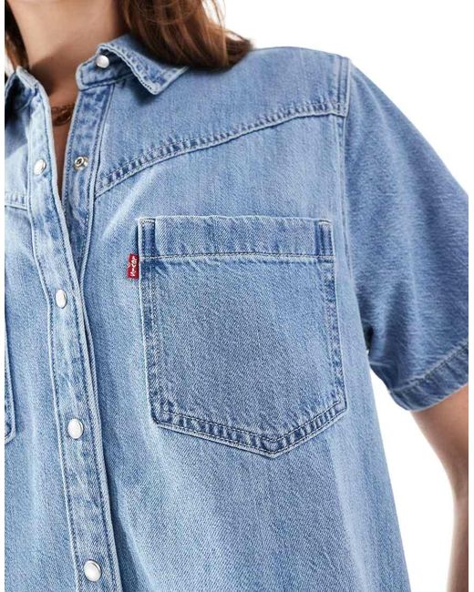 Levi's Blue Levi'Louisa Short Sleeve Denim Shirt Dress