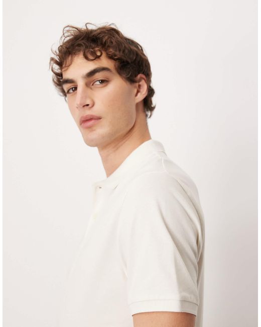 Polo basique en piqué - crème ASOS pour homme en coloris White