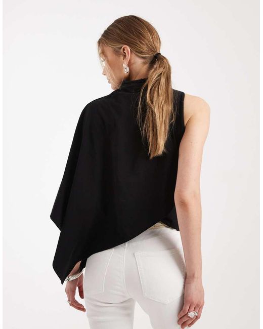 ASOS Black One Sleeve Cape Top