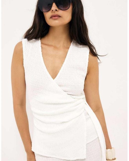 NA-KD Black Wrap Tie Structured Top