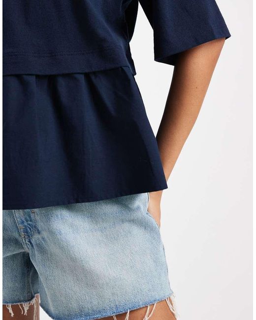 Miss Selfridge Blue Poplin Mix T-shirt